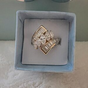 New Ross Simmons CZ 14K .925 Silver Cocktail Ring